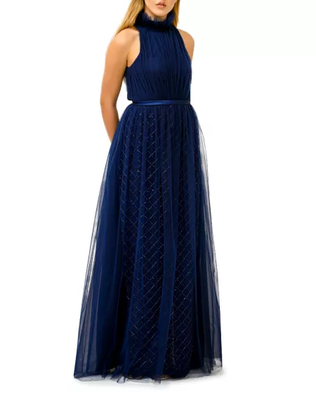 Navy-blue Tulle Gown