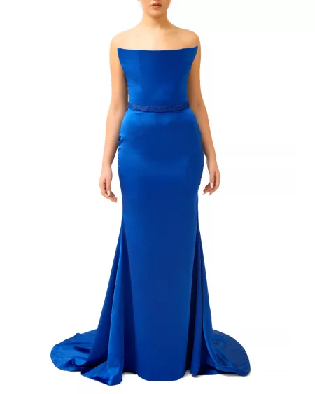 Strapless Royal Blue Mermaid Gown